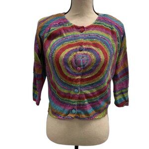 Michael Simon Rainbow Knit Cardigan | Button Front | Size S